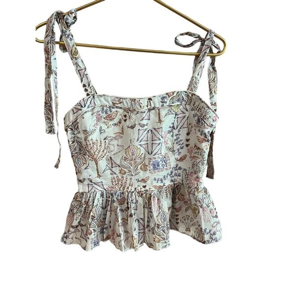 NWT Olivaceous garden party tank top size Med tie straps and ruffle waist - Picture 1 of 7